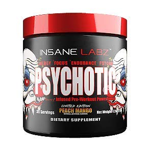 Insane Labz Psychotic Infused Pre-Workout Powerhouse, 35 Servings - PEACH MANGO