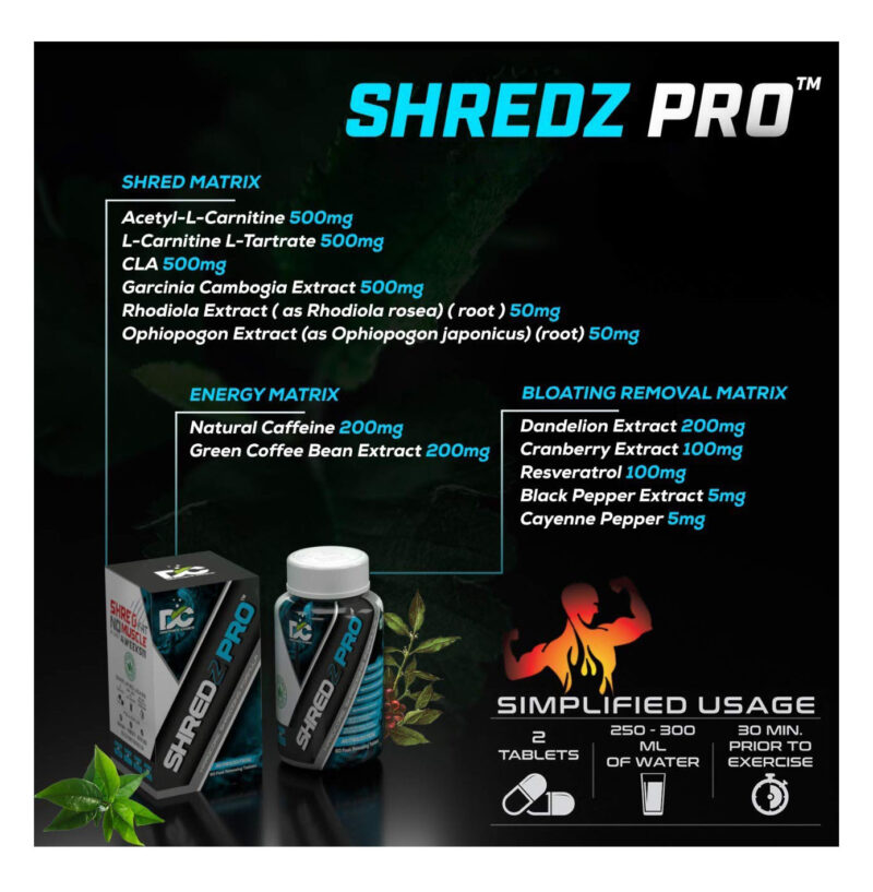 Doctor's Choice Shredz Pro Formula With 500mg Acetyl-L-Carnitine, Cla, Green Coffee Bean Extract, Garcinia Cambogia, 60 Count