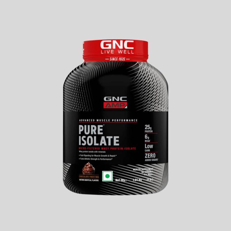 GNC AMP Pure Isolate Whey Protein Powder- 4.4 Lbs, 2 Kg (Chocolate Frosting)