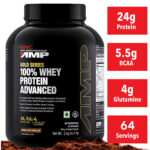 GNC Amp Gold Series 100% Whey Protein Powder Advanced - 4.4 Lbs, 2Kg - DOUBLE RICH CHOCOLATE