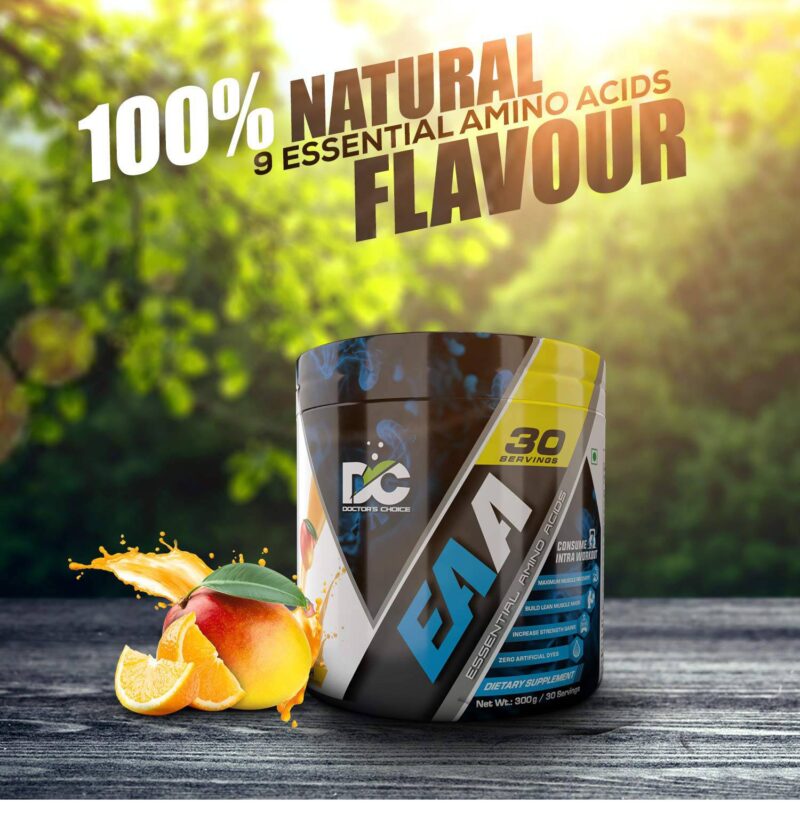 Doctor's Choice EAA (Essential Amino Acids) BCAA for Intra-Workout/Post Workout-300 Grams - MANGO SLUSH