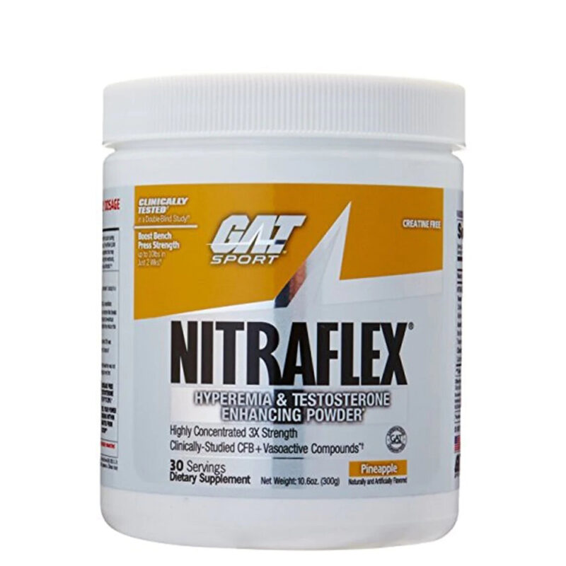 Gat Sports Nitraflex Pre-workout Drink Hyperemia & Testosterone Enhancing Powder, 30 Servings - PINEAPPLE