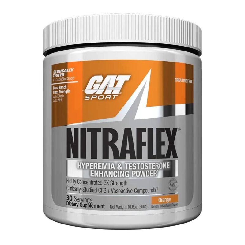 Gat Sports Nitraflex Pre-workout Drink Hyperemia & Testosterone Enhancing Powder, 30 Servings - ORANGE