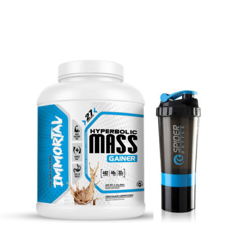 Immortal Hyperbolic Mass Gainer With Spider Shaker Bottle , Weight Gainer, 32 Grams Protein, 46 Grams carbs