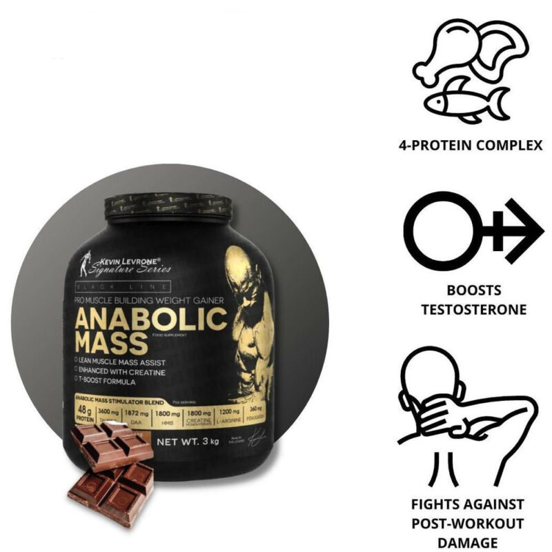 Kevin Levrone Anabolic Mass Gainer, Perfect Mass Gain Formula- 3Kg, Chocolate flavour