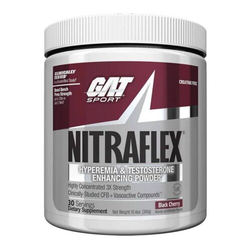 Gat Sports Nitraflex Pre-workout Drink Hyperemia & Testosterone Enhancing Powder, 30 Servings - BLACK CHERRY