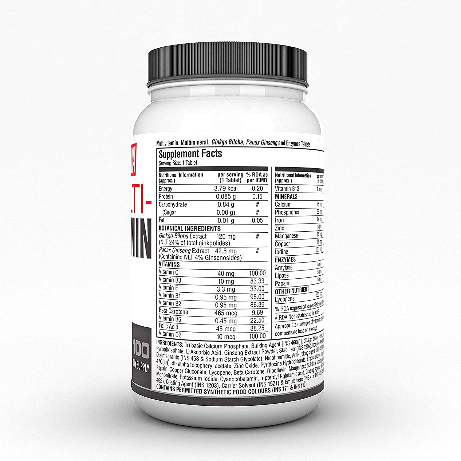 Labrada Multivitamin (10 Vitamins, 7 Minerals, Gingko Bilboa Extract, Panax Ginseng, Lycopene, 3 Enzymes