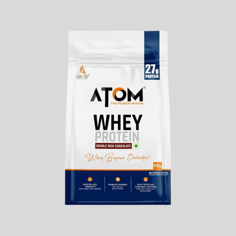 Asitis Atom Whey Protein Powder, Best Post Workout Contains 27 Grams Protein- 30 Servings