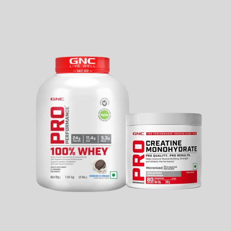 GNC Pro Performance 100% Whey Protein Powder with GNC Pro Performance Creatine Monohydrate