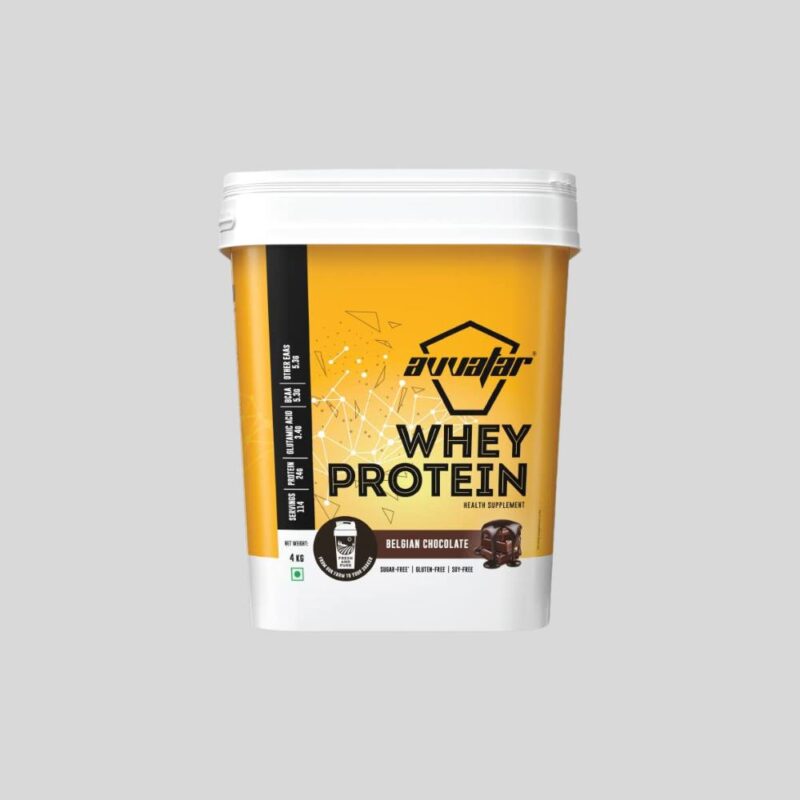 Avvatar Whey Protein 4Kg, Made with 100% Fresh Cow's Milk, Belgian Chocolate Flavour