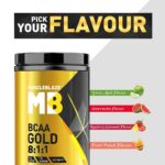 MuscleBlaze BCAA Gold 8:1:1, Branch Chain Amino Acids Supplements, 30 Servings, 450 G, Green Apple Flavour