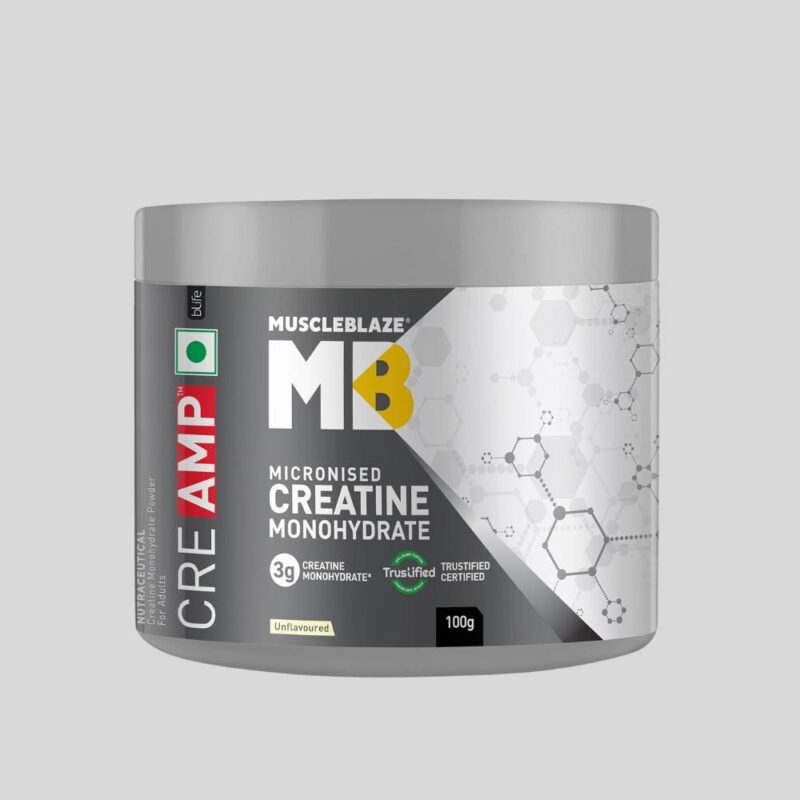MuscleBlaze Creatine Monohydrate Unflavoured, CreAMP Powder, 100Grams- 32 Servings