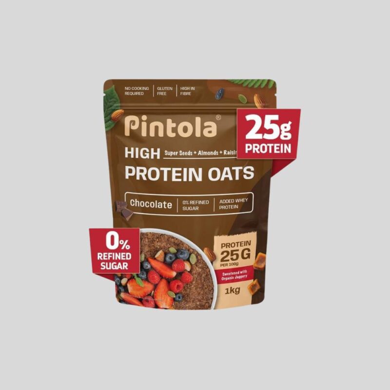 Pintola High Protein Oats 1kg-Dark Chocolate Flavour , Power Breakfast for Strength & Energy