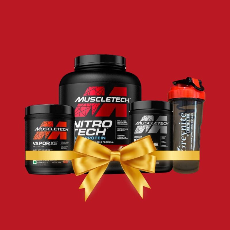 MuscleTech NitroTech Whey Protein 2 Kg/Muscletech Creatine 250g/Muscletech Vapour X Preworkout/Greynite Merchandise Shaker 700ML Combo Offer 1 MuscleTech NitroTech Whey Protein 2 Kg/Muscletech Creatine 250g/Muscletech Vapour X Preworkout/Greynite Merchandise Shaker 700ML Combo Offer